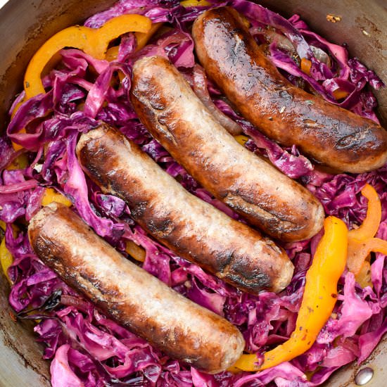 Bratwurst and Red Cabbage
