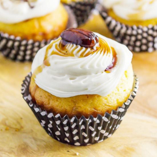 Maple Bacon Bourbon Pecan Cupcakes