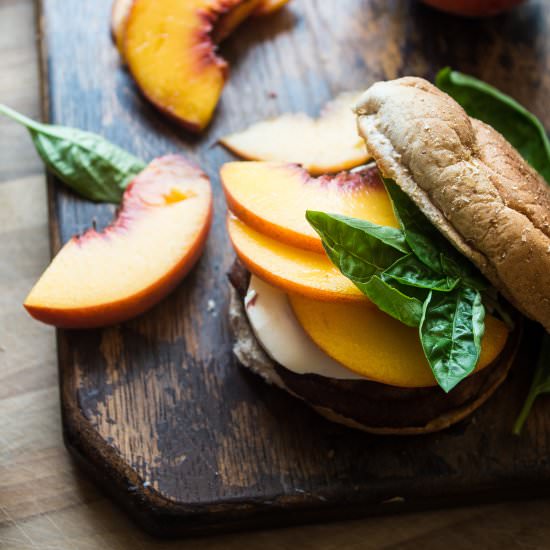 Grilled Peach Basil Turkey Burgers