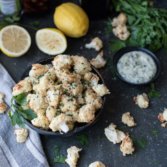 Lemony Roasted Cauliflower Bites
