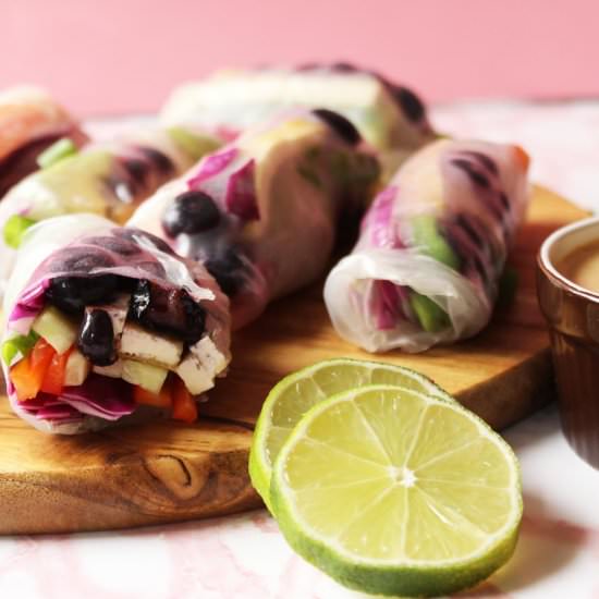 Vegan Summer Rolls With Peanut Dip