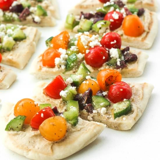 Greek Salad Hummus Flatbread