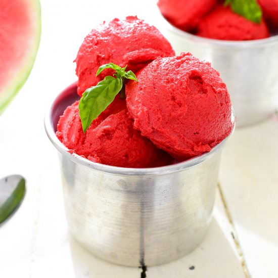 Watermelon Basil Sorbet