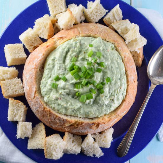 Spinach Dip in a Bread Bowl