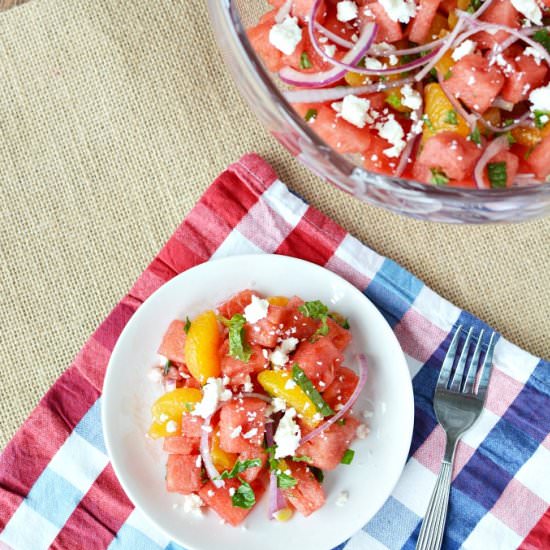 Watermelon Mandarin Mint Salad