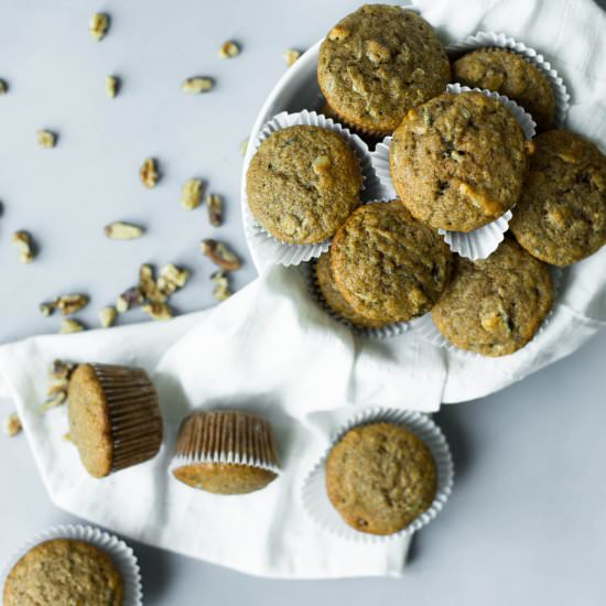 Whole Wheat Zucchini Banana Muffins