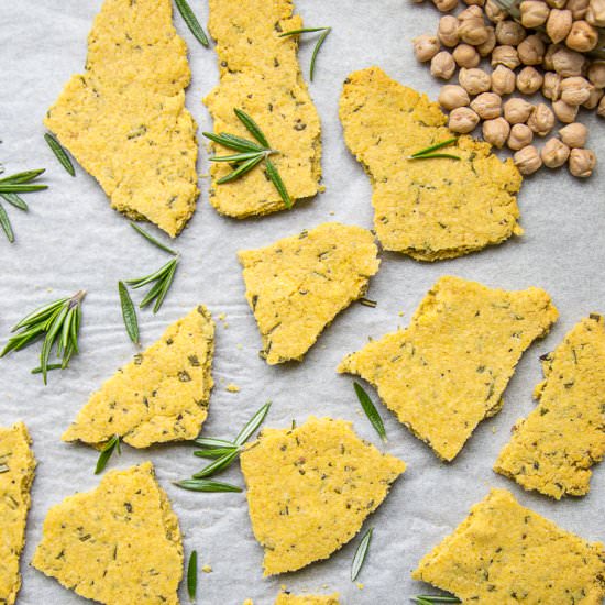 Salted Rosemary Chickpea Crackers