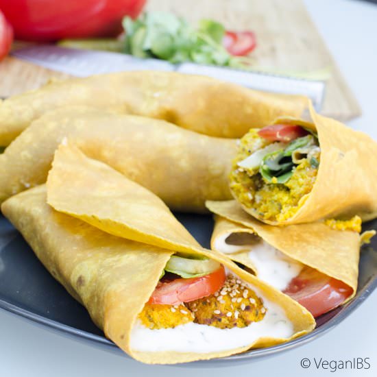 Low-Fodmaps Vegan Falafels Wraps