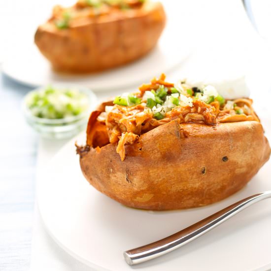 BBQ Chicken Stuffed Sweet Potatoes