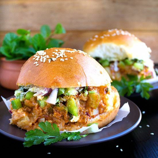 Cheesy Paneer Pav Bhaji Sliders