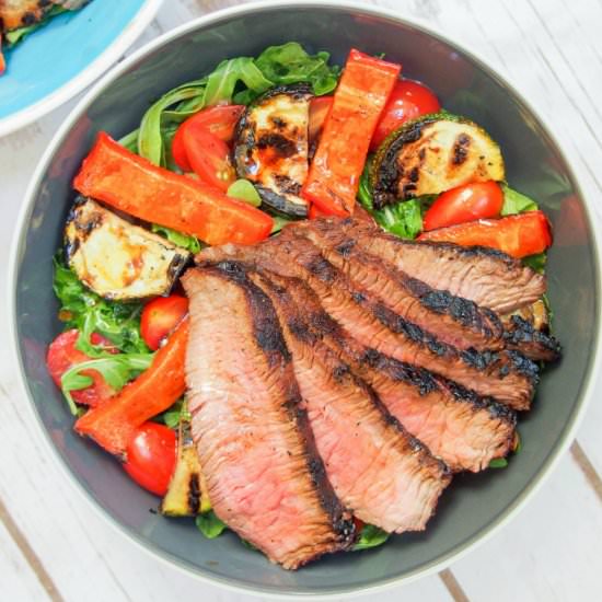Maple soy marinated steak salad