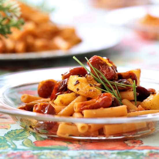 Lentil Pasta & Red Pepper Polenta
