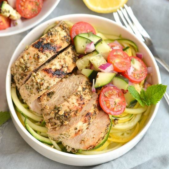 Greek Chicken with Zucchini Noodles