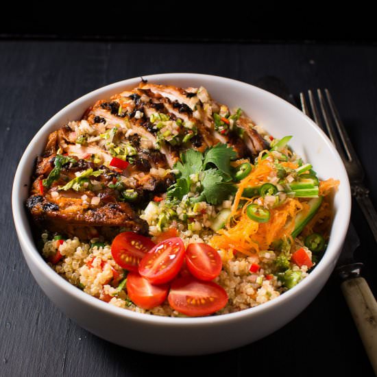 thai chicken buddha bowl