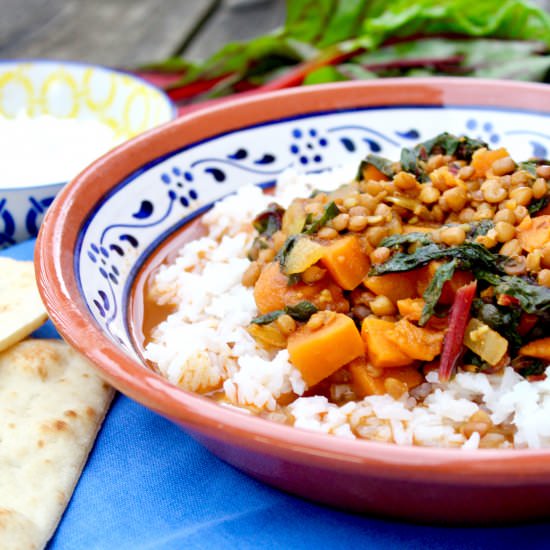 Moroccan Lentils with Swiss Chard