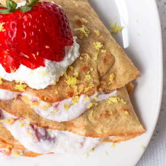 Crepes with a Strawberry Lemon Ricotta Filling