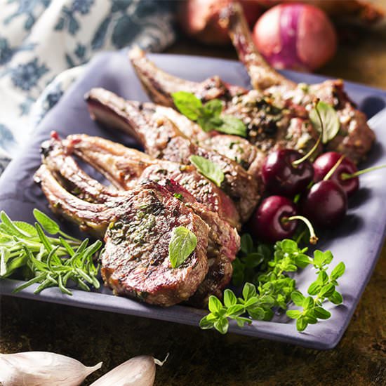 Grilled Lamb with Cherry Port Sauce