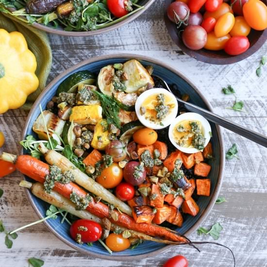 Roasted Vegetable Bowls with Pesto