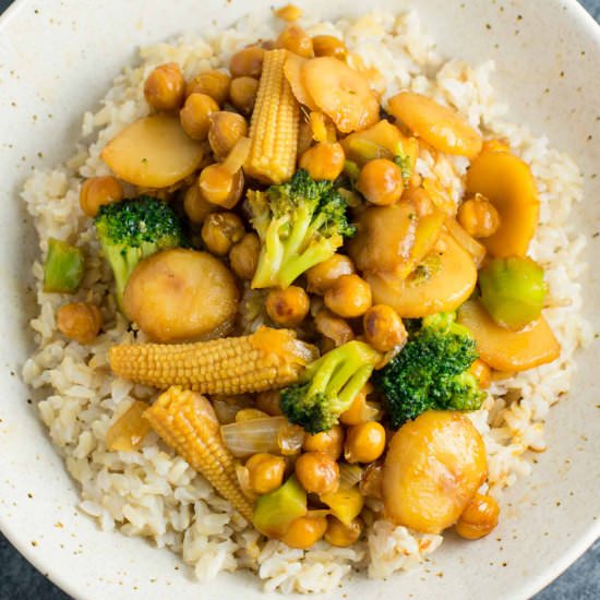 Vegan Chickpea Stirfry Bowl
