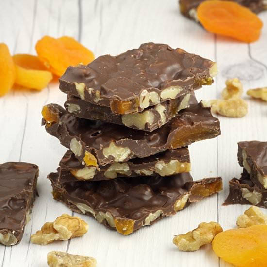 Dark Chocolate Walnut Apricot Bark