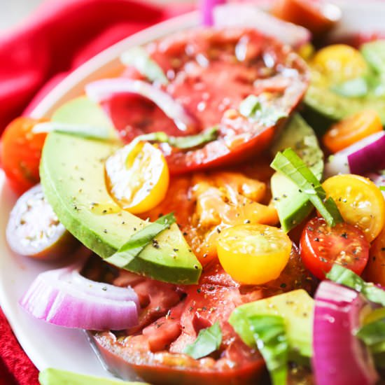 Tomato Salad with Avocado & Onions