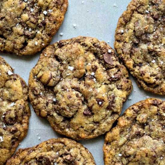 Sea Salt Toffee Choc Chip Cookies