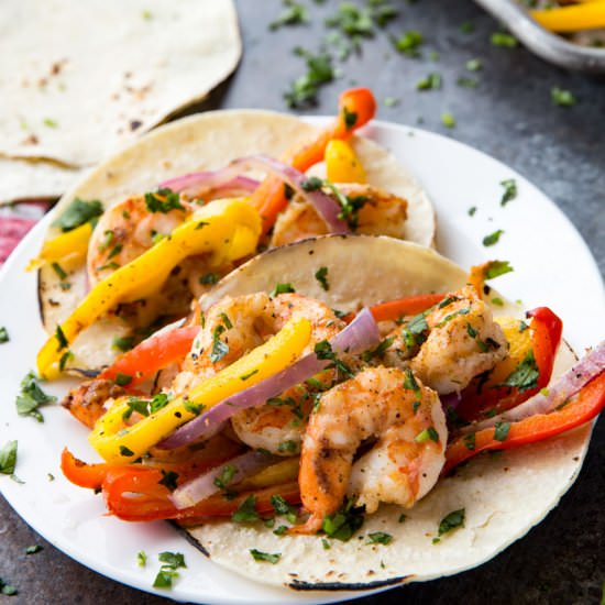 Sheet Pan Shrimp Fajitas