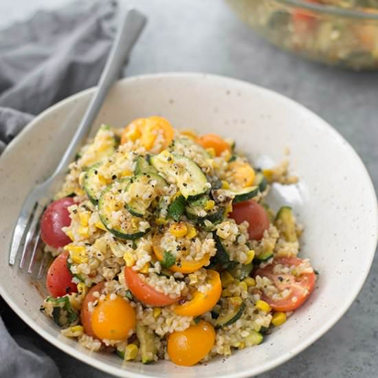 Roasted Zucchini Corn Bulgur Salad