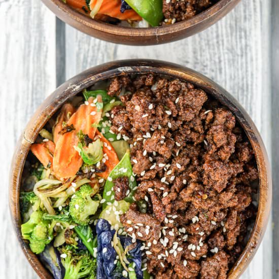 Healthy Korean Ground Beef Bowls