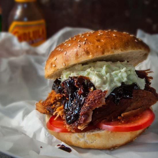 Pulled Pork on Sourdough Hamburger
