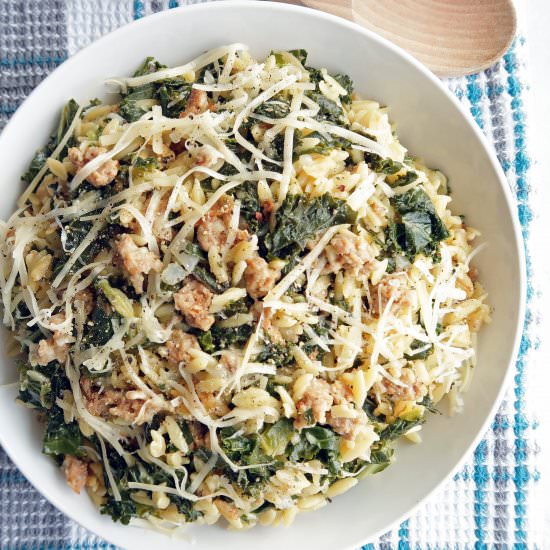 One-Pot Sausage Kale Orzo Pasta