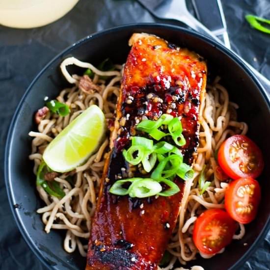 Chilli Soy Salmon & Sesame Noodles