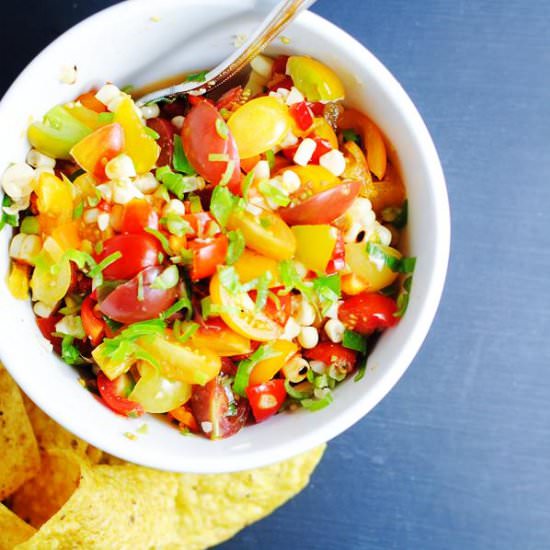 Grilled corn and tomato salsa
