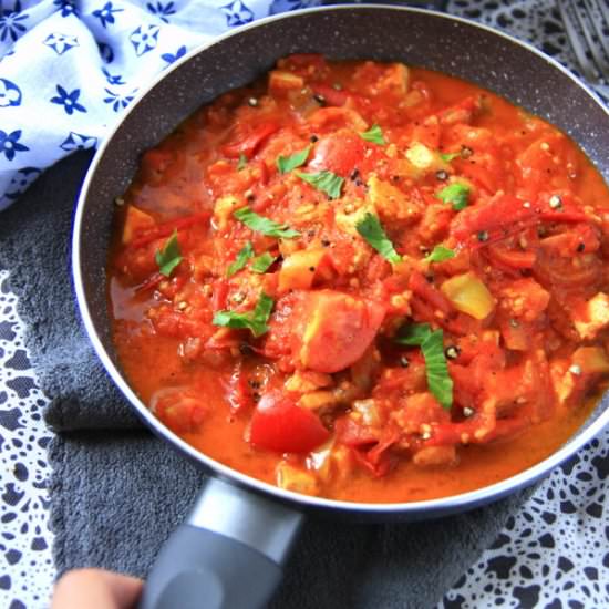 Healthy Tofu Tomatoes with White Rice