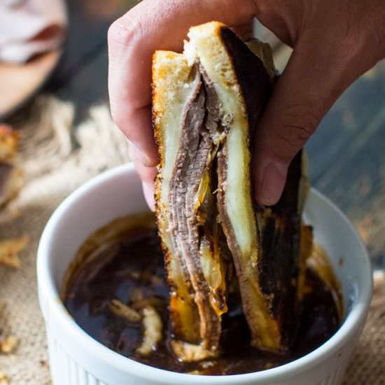 French Dip Grilled Cheese Sandwich