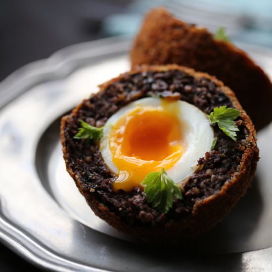 Black pudding scotch eggs