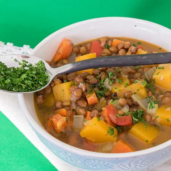 Vegan Lentil Butternut Squash Soup