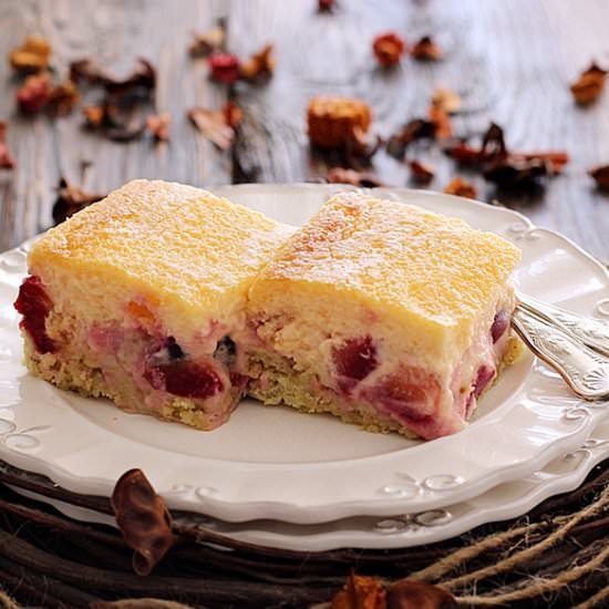Plum Oatmeal Cheesecake Slice