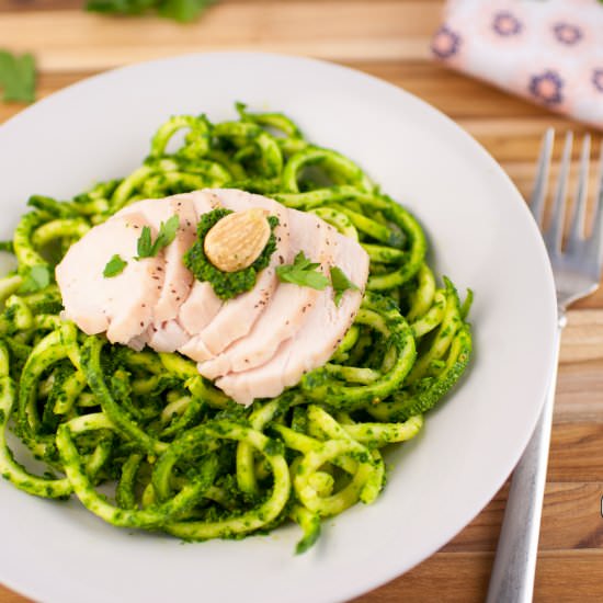 Whole30 Chicken Pesto Zoodles