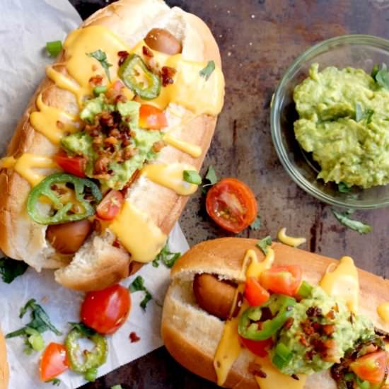 Loaded “Nacho” Hot Dogs (vegan)