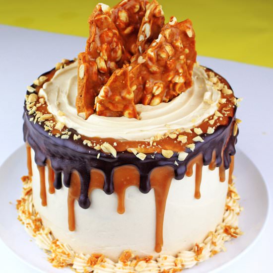 Peanut Butter Fudge Brittle Cake