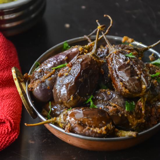 Peanuts Masala Stuffed Eggplant