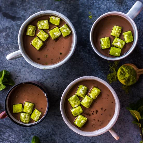 Matcha Mint Hot Chocolates