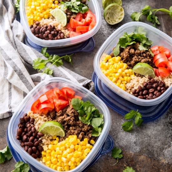 Salsa Verde Taco Meal Prep Bowls