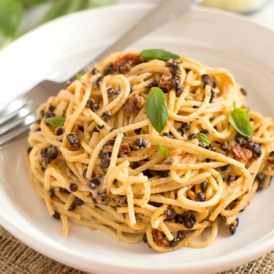 Smoky lentil carbonara