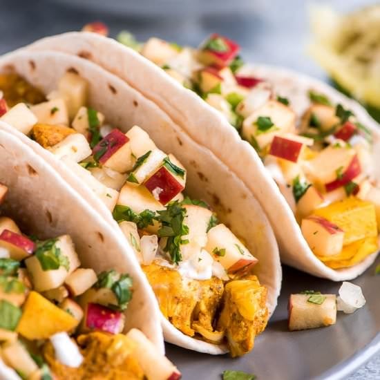 Chicken, Cabbage, and Potato Tacos