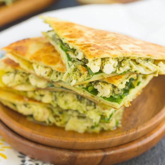 Chicken Spinach Pesto Quesadillas