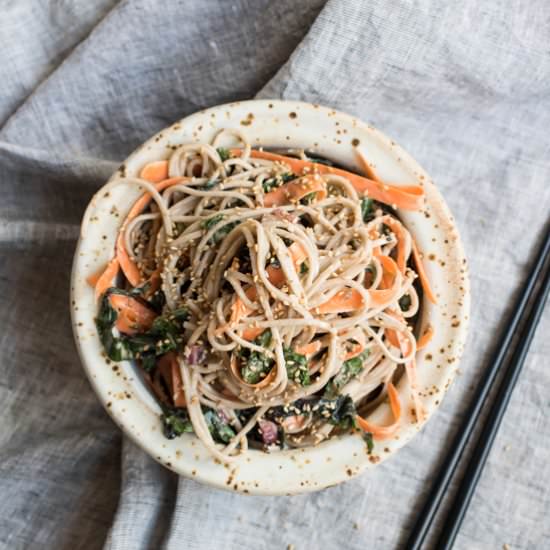 Cold Soba Noodles with Tahini Sauce