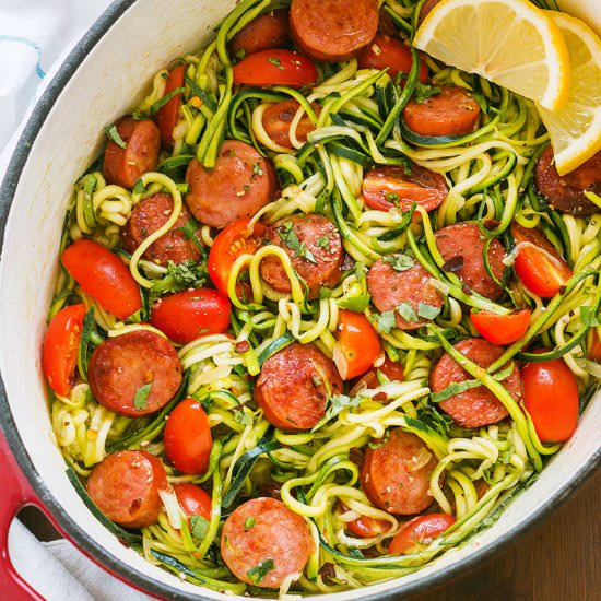 One-Pot Smoked Sausage and Zucchini