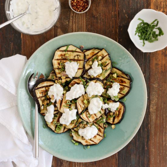 Grilled Eggplant w. Tzatziki & Feta